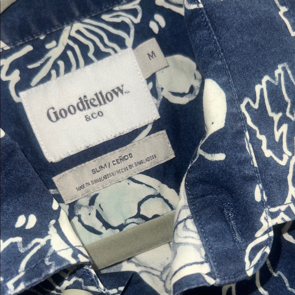 Goodfellow & Co Navy and White Shell Print Shirt - Picture 2 of 9